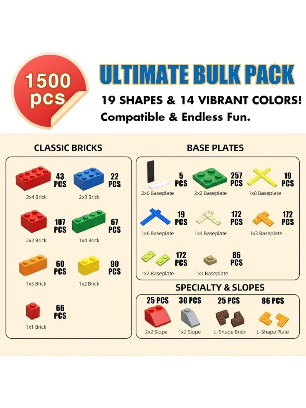 1500 Classic Building Bricks Set - STEM Educational Construction Toys for Ages